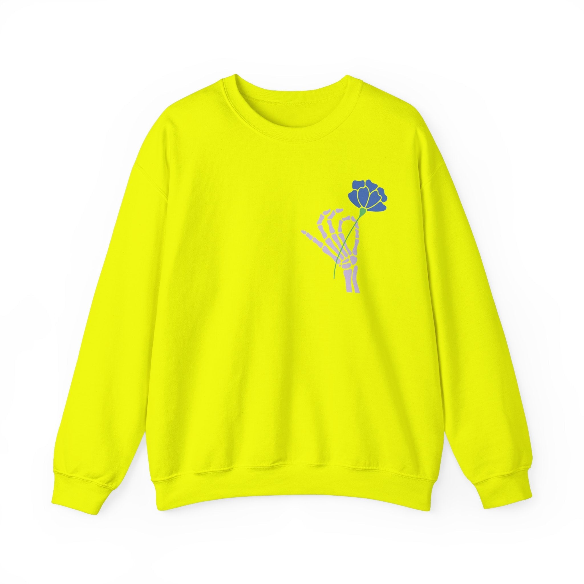 Today is a Good Day Crewneck Sweatshirt - Skeleton Hand & Flower  Floret + Foliage