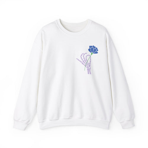 Today is a Good Day Crewneck Sweatshirt - Skeleton Hand & Flower  Floret + Foliage