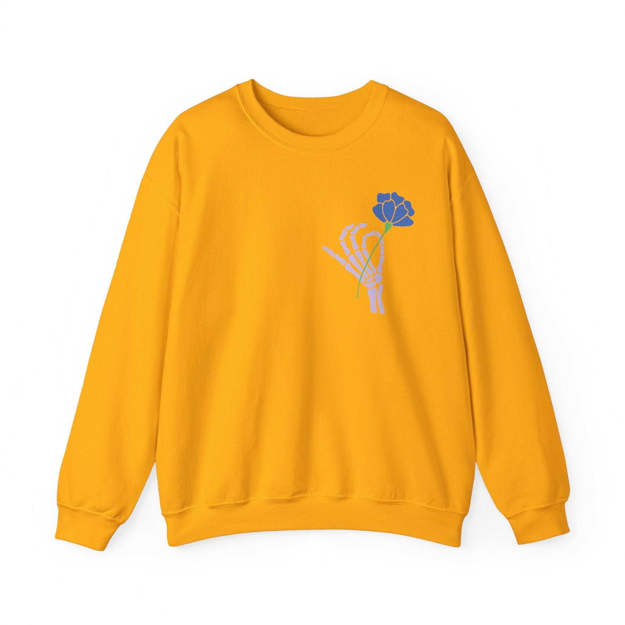 Today is a Good Day Crewneck Sweatshirt - Skeleton Hand & Flower  Floret + Foliage