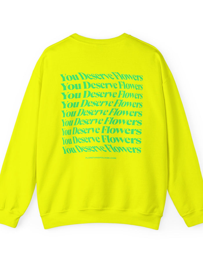 You Deserve Flowers Crewneck Sweatshirt - Green  Floret + Foliage