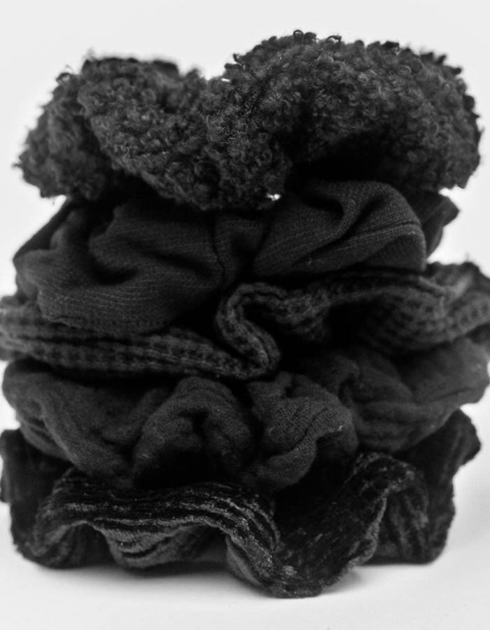 Assorted Textured Scrunchies 5pc - Black - Floret + Foliage Flower delivery in Fargo, North Dakota