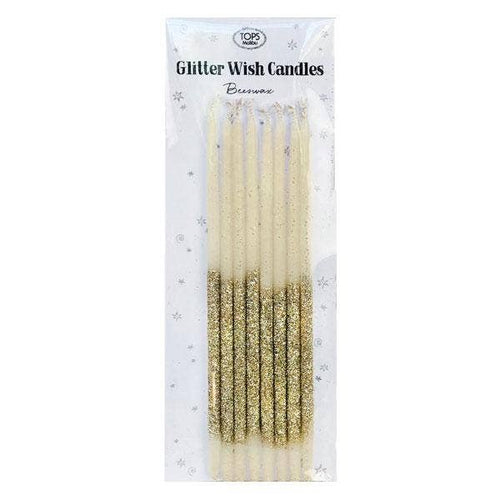 Glitter Wish Candles Beeswax Gold - 6” TOPS Malibu Floret + Foliage