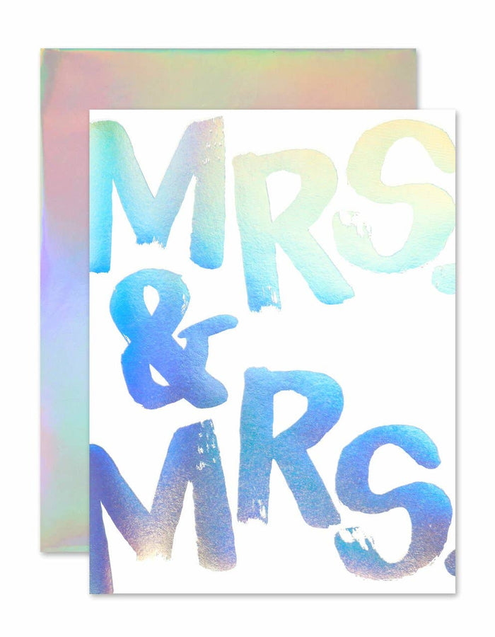 Mrs. & Mrs. Hologram Wedding Card - Floret + Foliage Flower delivery in Fargo, North Dakota